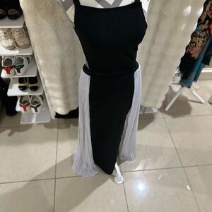Black and White Pleated Dress